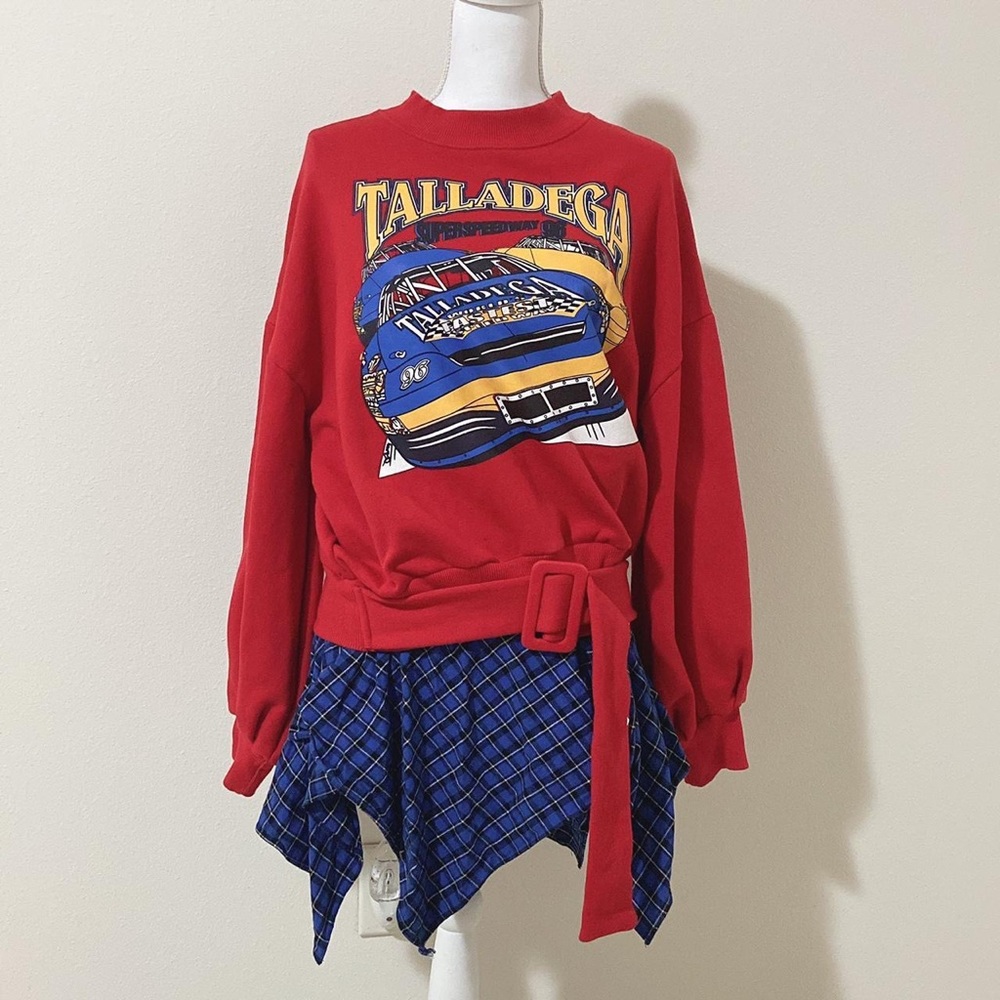 Harajuku grunge red graphic printed sweater